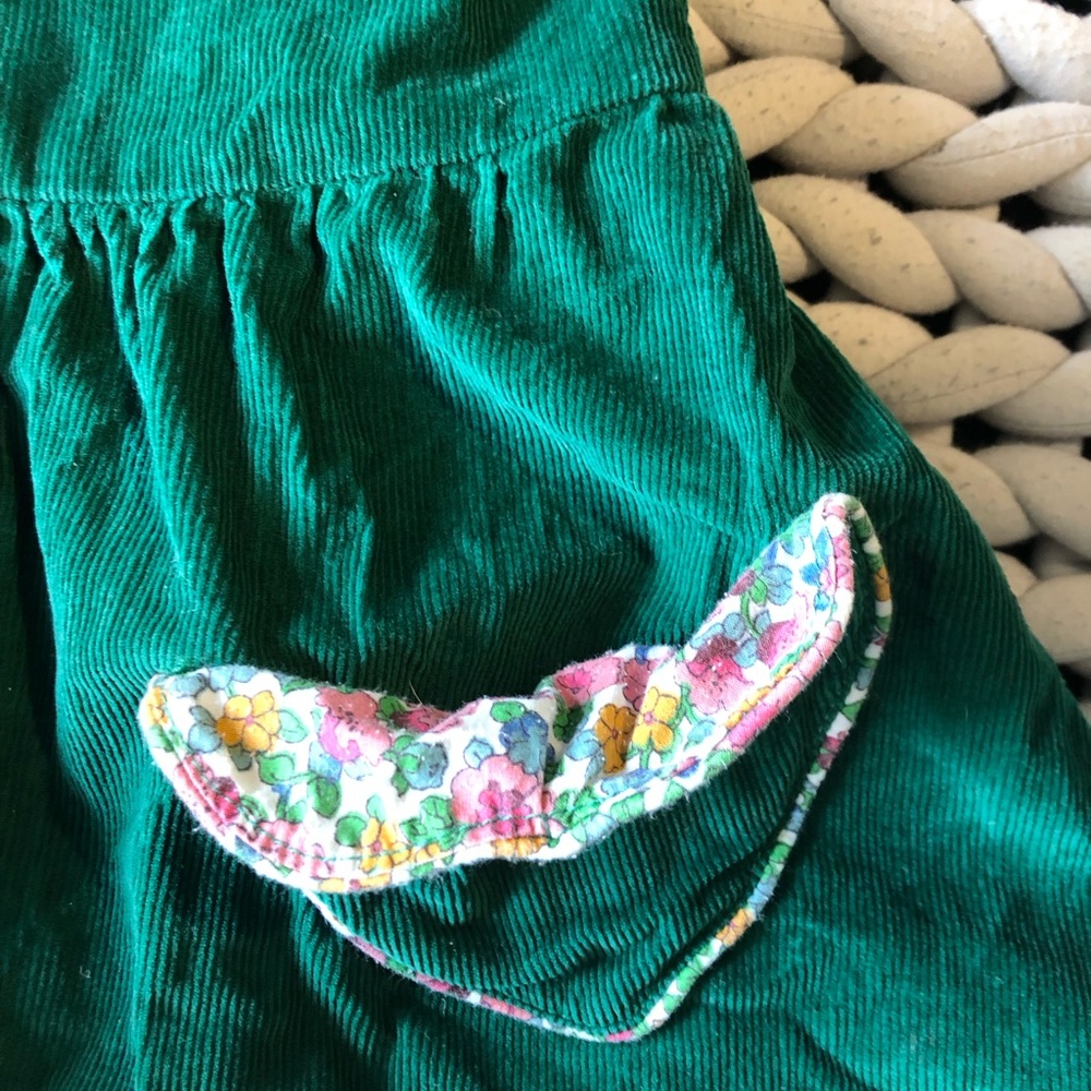 Mini Boden Green Girls' Heart Pocket Corduroy Dress - Picture 4 of 5